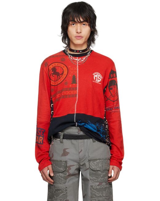 MARINE SERRE Red Graphic Long Sleeve T-shirt for men
