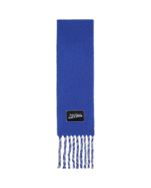 Jean Paul Gaultier Blue Logo Patch Scarf