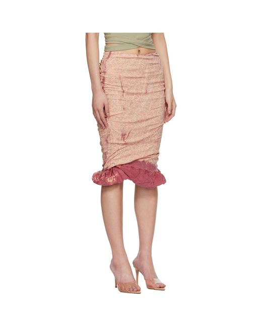 DIESEL Red Treated Double-Layer Puffy Hem Miniskirt