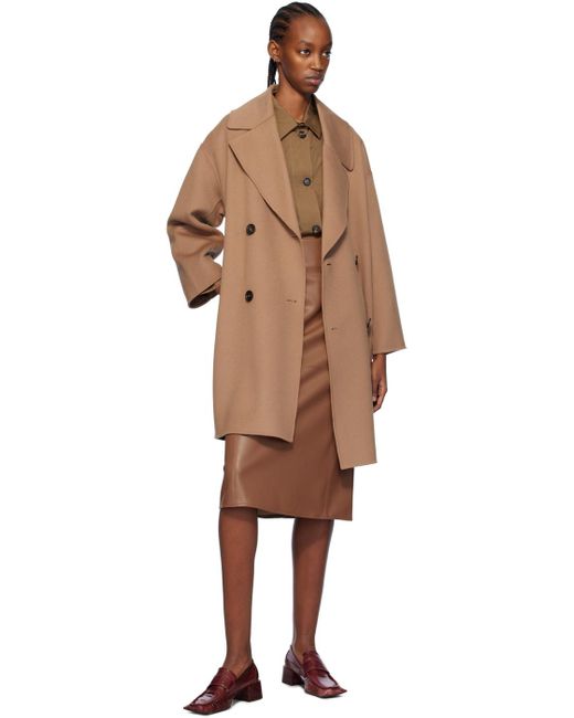 Max Mara Brown Rimini Faux-leather Midi Skirt