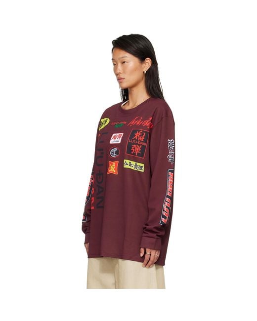 Lu'u Dan Red Burgundy Oversized Long Sleeve T-Shirt