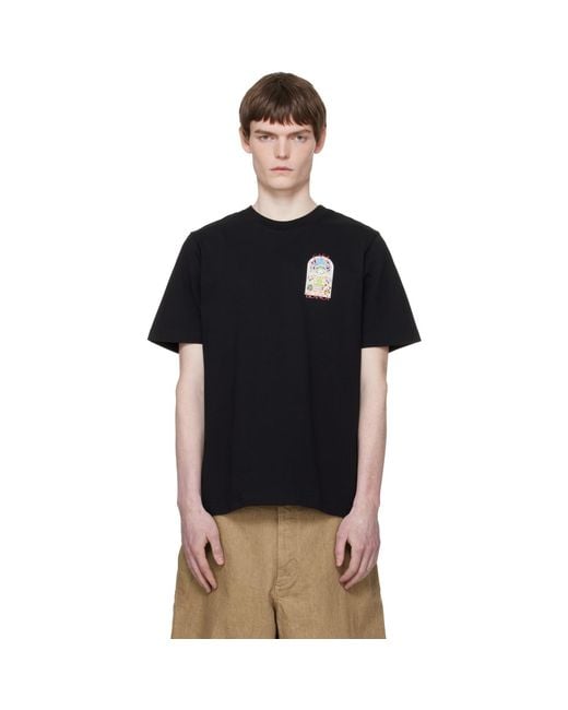 Casablanca Black Tennis Landscape Short Sleeve T‑Shirt for men