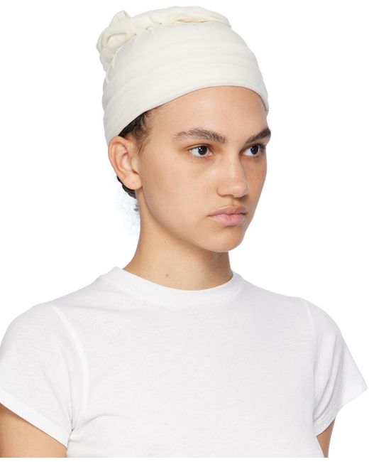 The Row Off-white Penelope Virgin Wool Cotton Beanie