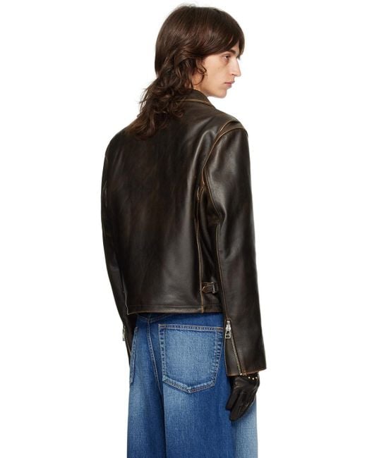 メンズ Tonywack ブラウン クロップド レザージャケット ブラック | Lyst