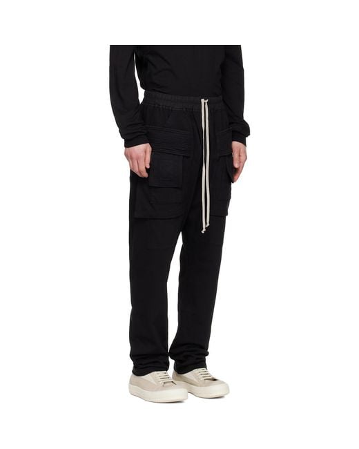 Rick Owens Black Temple Creatch Cargo Pants for men