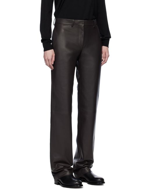 The Row Black Selviese Leather Pants