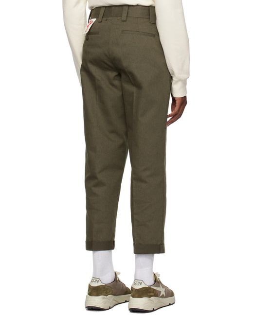 Golden Goose Deluxe Brand Green Khaki Straight Trousers for men