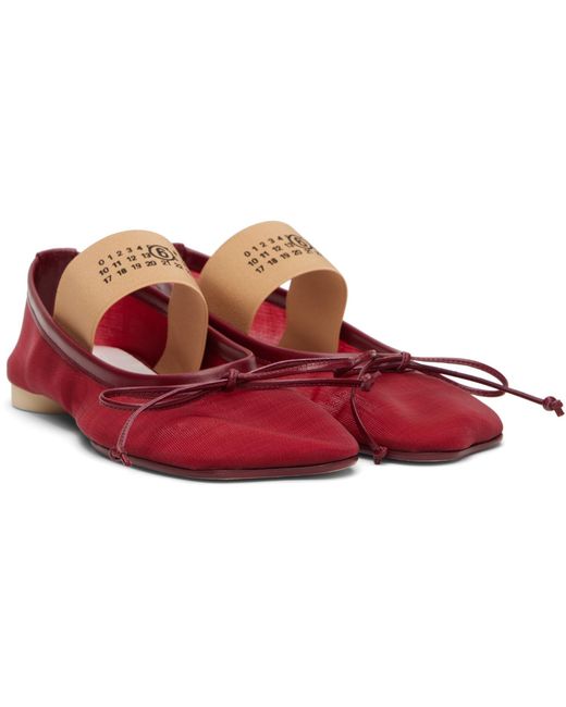 MM6 by Maison Margiela Red Anatomic Numeric Ballerina Flats