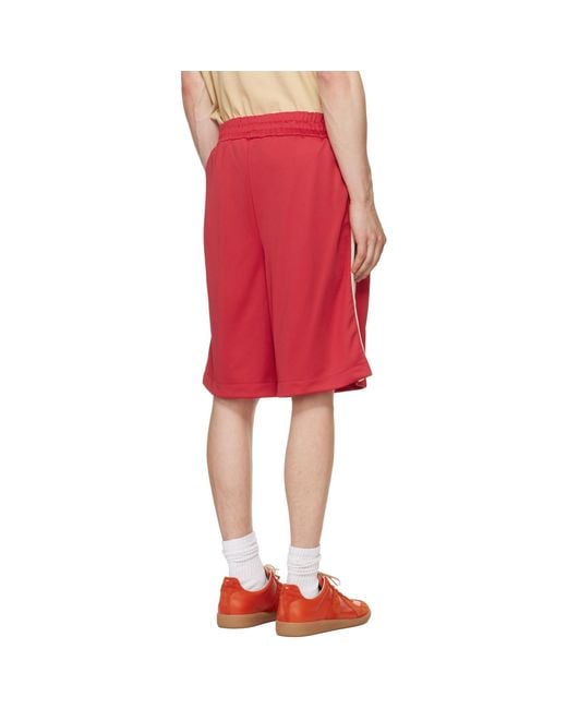 Palm Angels Red Classic Logo Track Shorts for men