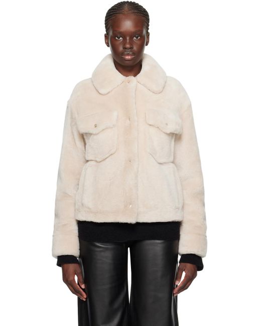 Meteo by Yves Salomon Natural Spread Collar Shearling Jacket