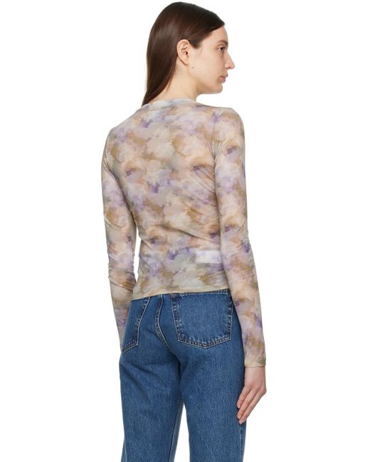 Re/done Blue Multicolor Sheer Long Sleeve T-shirt