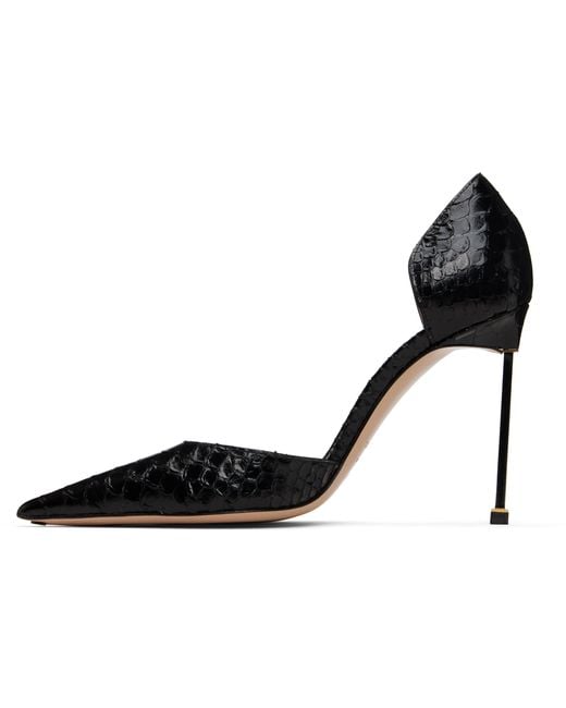 Tom Ford Black Semi Shiny Printed Python Spire D'Orsay Heels