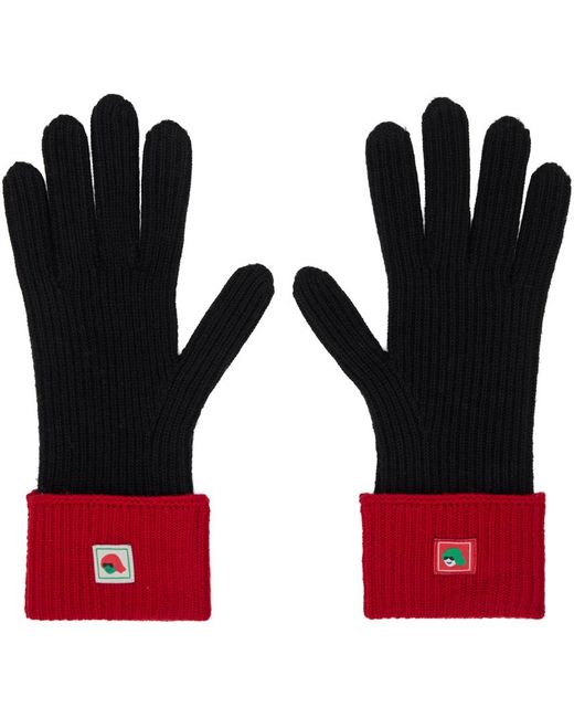 KENZO Black Paris Wool Gloves for men