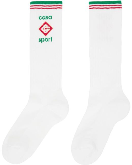 Chaussettes de sport blanches à logo Casablancabrand en coloris White