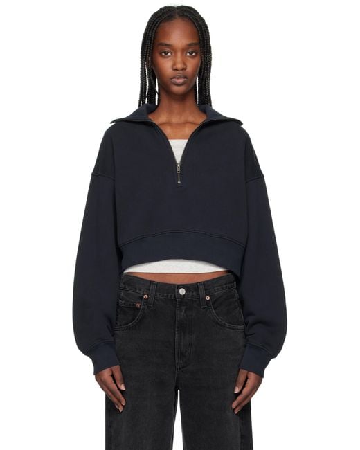 Agolde Blue Bethan Quarter Zip Sweatshirt