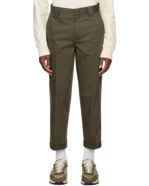 Golden Goose Deluxe Brand Green Khaki Straight Trousers for men