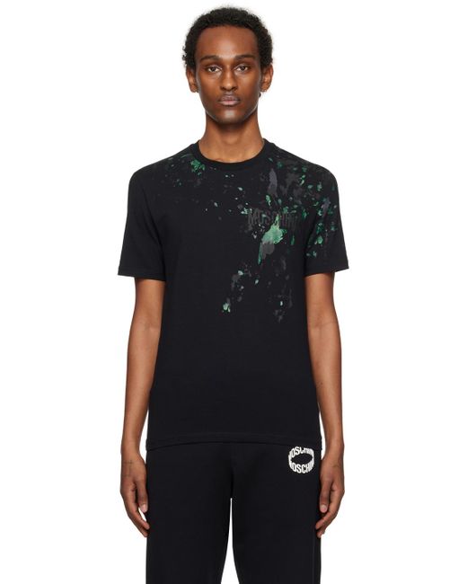 T-shirt noir à effet à éclaboussures de peinture Moschino pour homme en coloris Black