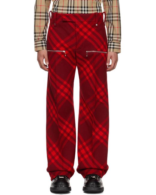 Pantalon rouge à carreaux Burberry pour homme en coloris Red