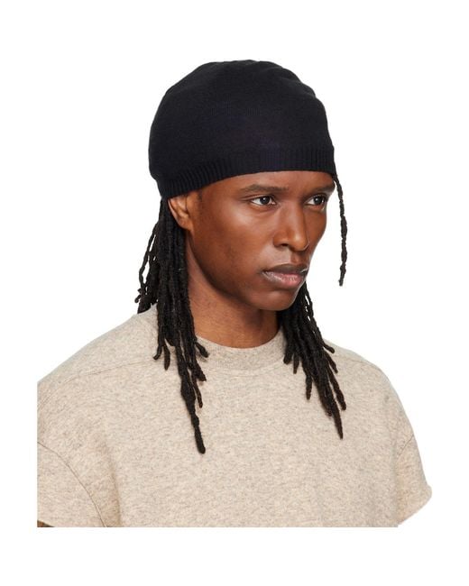 Rick Owens Black Tower Medium Beanie for men