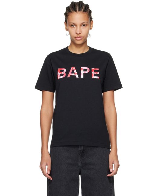 T-shirt à logo scintillant à motif camouflage abc A Bathing Ape en coloris Black