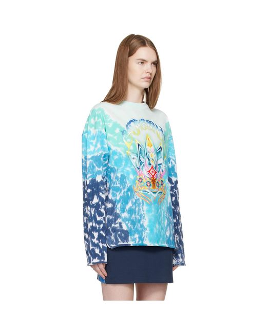 Casablanca Blue Surf Lotus Tie Dye Long Sleeve T-shirt