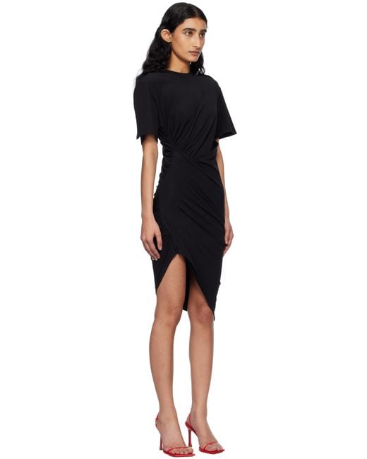 Mugler Black Draped Pierced Day Minidress