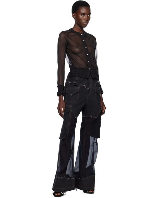 ANDERSSON BELL Black Sheer Knit Cardigan