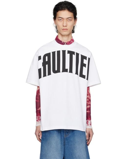 Jean Paul Gaultier White 'The Large Gaultier' T-Shirt for men
