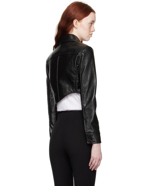 RECTO. Black Signature Detail Faux-leather Jacket