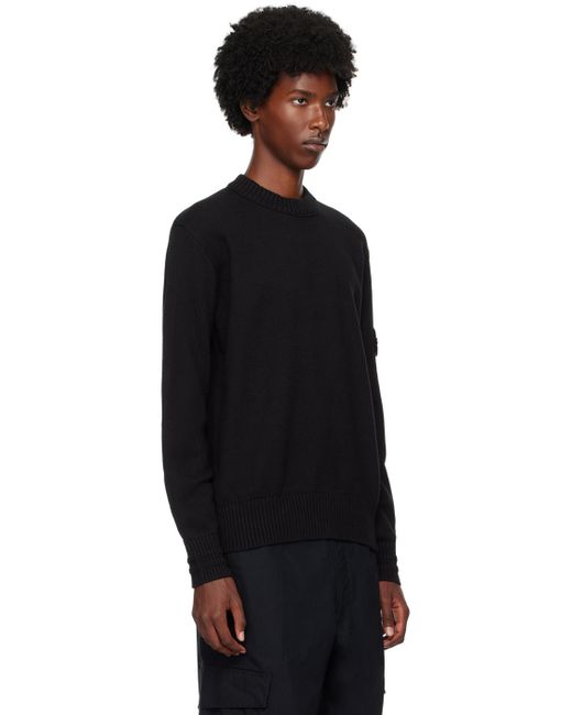 メンズ Stone Island ブラック ロゴパッチ セーター Black