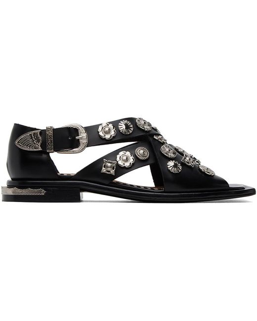 Toga Black Embellished Sandals