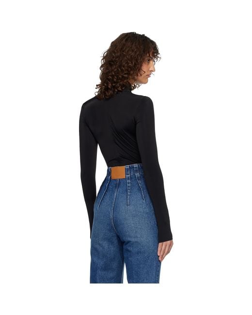 Mugler Black Scarf Bodysuit