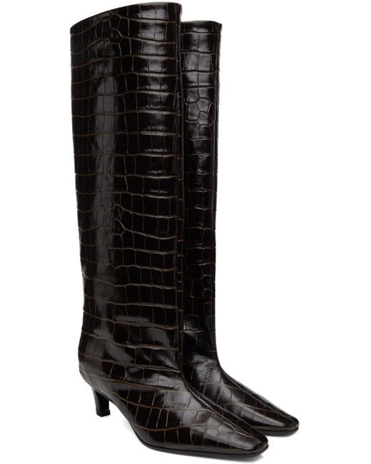 Totême  Black Toteme Brown 'the Wide Shaft' Boots
