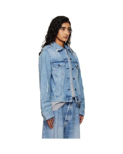 Acne Blue Distressed Denim Jacket