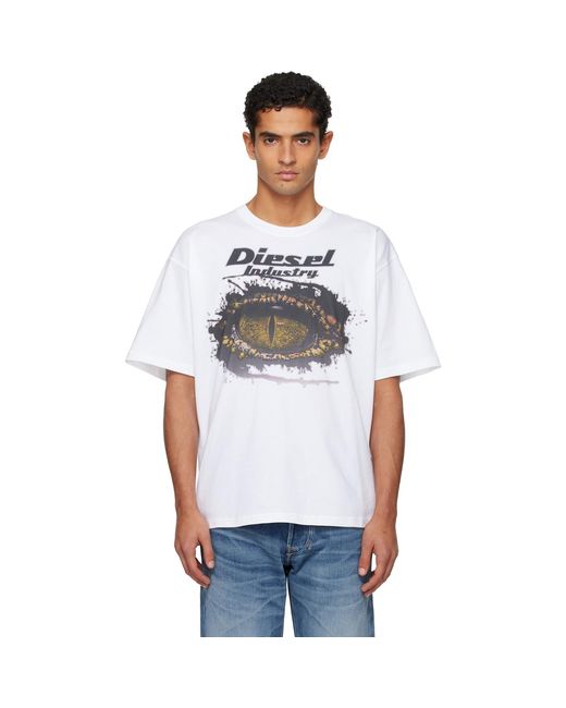 DIESEL White Graphic-Print Short-Sleeve T-Shirt for men