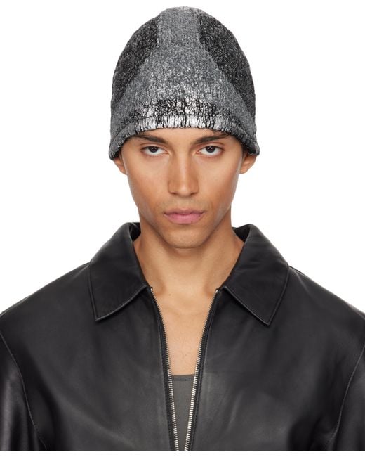 HELIOT EMIL Black Scintilla Reversible Beanie for men