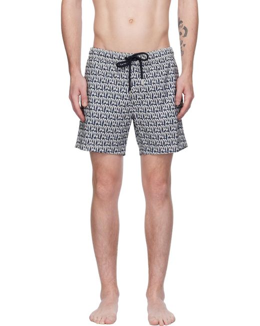 Moncler Black Navy & White Printed Swim Shorts for men