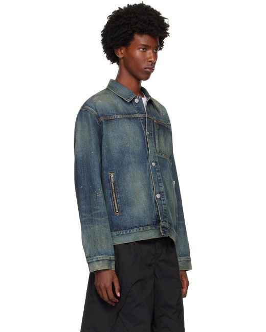 Undercover Blue Distressed Denim Jacket for men