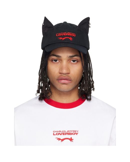 Charles Jeffrey Black Pierced Ears Cap for men