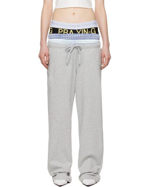 PRAYING ボクサースウェットパンツ　ホワイト/グレー White Boxer Sweats