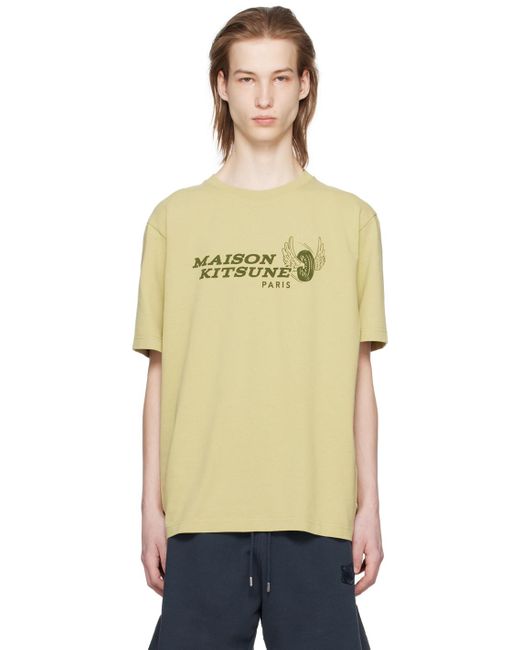 Maison Kitsuné Orange Khaki Racing Wheels T-shirt for men