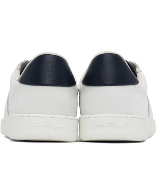 Ferragamo Black White & Blue Signature Low Sneakers for men