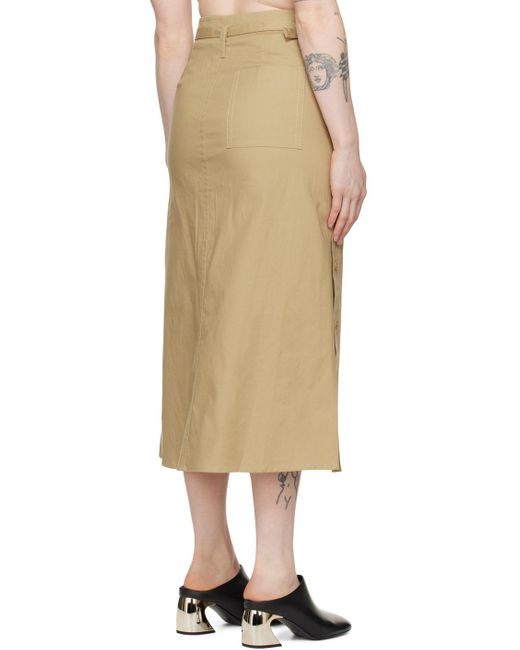 3.1 Phillip Lim Natural Buttoned Side Midi Skirt