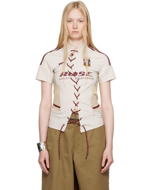 Martine Rose Lace Up Football T-Shirt in Natural | Lyst