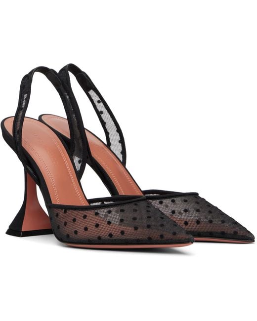 AMINA MUADDI Black Holli 95 Lace Sling Heels