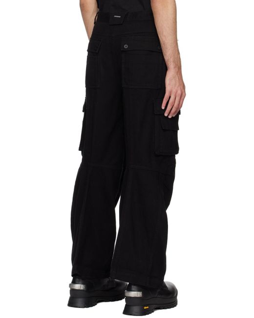 C2H4 Black Construction Cargo Pants for men