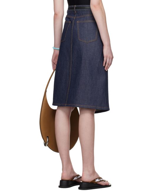 Tory Burch Blue High Slit Denim Midi Skirt