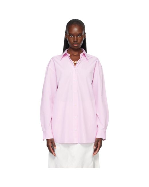 Totême  Pink Classic Tumbled Striped Shirt
