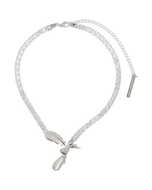 ShuShu/Tong Natural Yvmin Edition Teardrop Zircon Feather Necklace