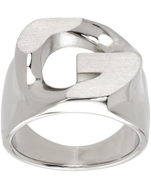 Givenchy Metallic Silver G Chain Ring for men